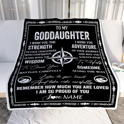 Personalized To My Goddaughter Blanket From Godfather Aunt I Wish You The Strength Goddaughter Birthday Gifts Graduation Christmas Customized Fleece Blanket | siriusteestore