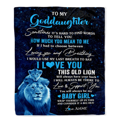 Personalized To My Goddaughter Blanket From Godfather I Love You This Old Lion Goddaughter Birthday Christmas Customized Bed Fleece Throw Blanket | siriusteestore