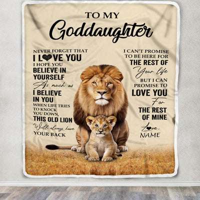 Personalized To My Goddaughter Blanket From Godfather Lion Never Forget That I Love You Goddaughter Birthday Gifts Graduation Christmas Customized Fleece Throw Blanket | siriusteestore