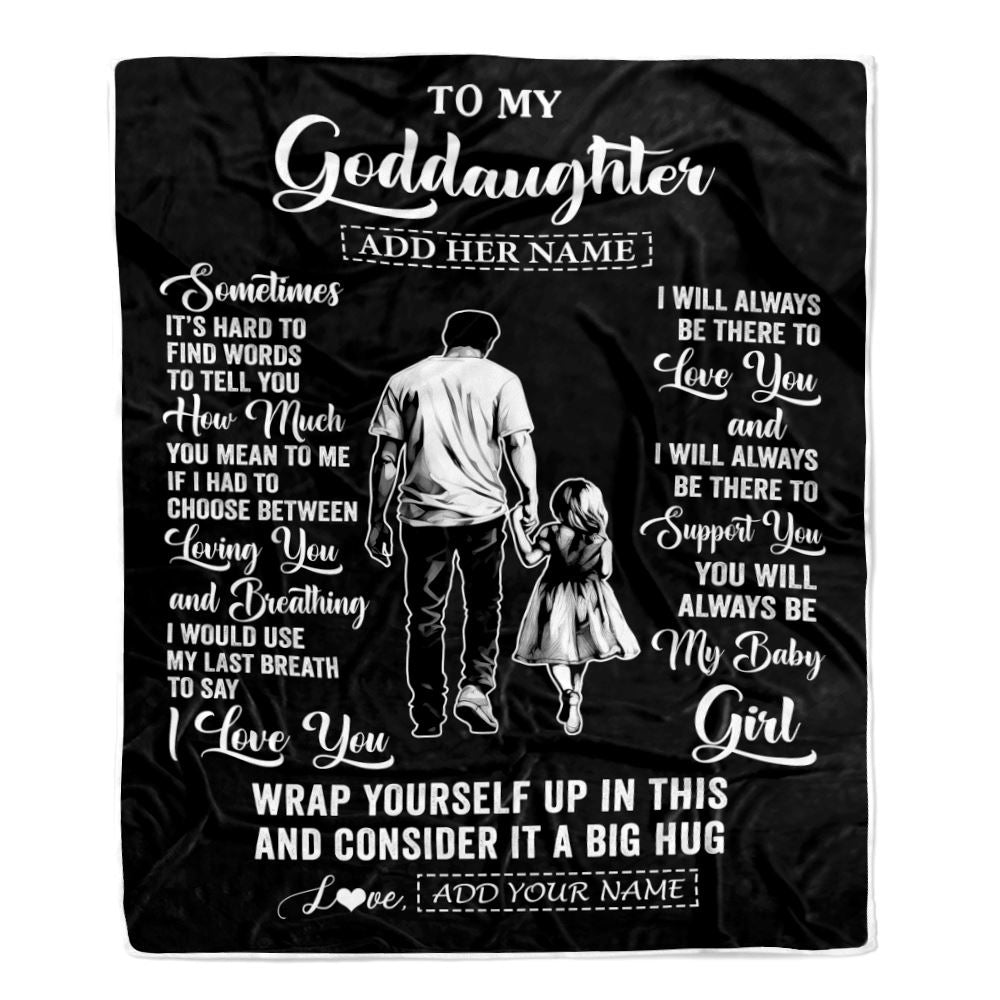Personalized To My Goddaughter Blanket From Godfather Uncle Sometimes It's Hard Goddaughter Birthday Gifts Christmas Customized Fleece Throw Blanket | siriusteestore