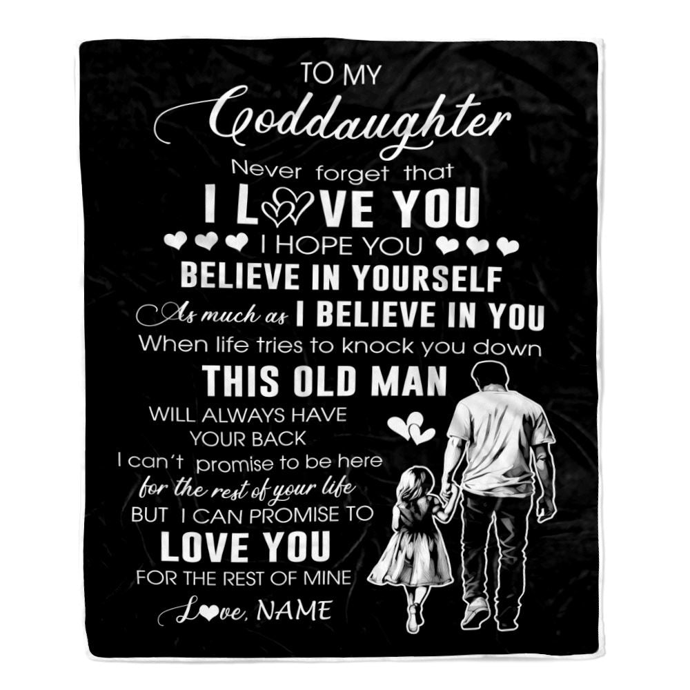 Personalized To My Goddaughter Blanket From Godfather Uncle This Old Man Love You Goddaughter Birthday Gifts Graduation Christmas Customized Fleece Blanket | siriusteestore