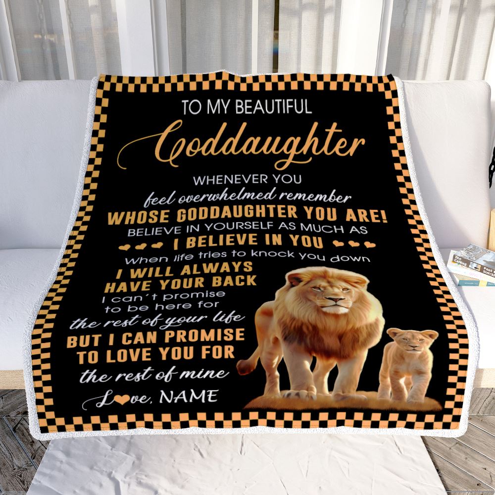 Personalized To My Goddaughter Blanket From Godfather Whenever You Feel Lion Goddaughter Birthday Gifts Graduation Christmas Customized Fleece Blanket | siriusteestore