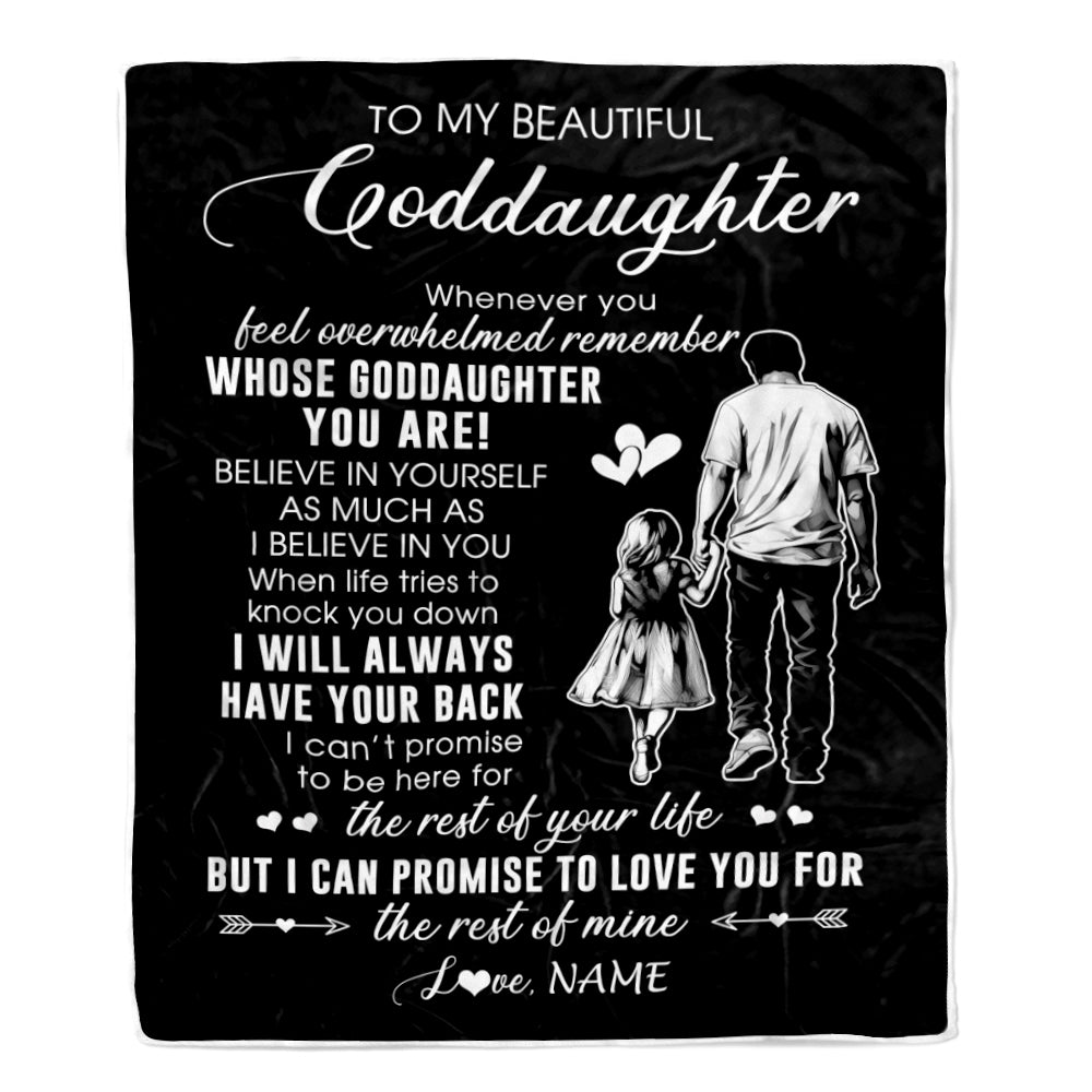 Personalized To My Goddaughter Blanket From Godfather Whenever You Feel Overwhelmed Goddaughter Birthday Christmas Customized Bed Fleece Throw Blanket | siriusteestore