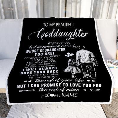 Personalized To My Goddaughter Blanket From Godfather Whenever You Feel Overwhelmed Goddaughter Birthday Christmas Customized Bed Fleece Throw Blanket | siriusteestore