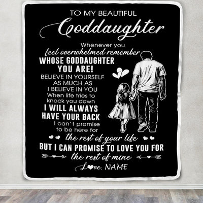 Personalized To My Goddaughter Blanket From Godfather Whenever You Feel Overwhelmed Goddaughter Birthday Christmas Customized Bed Fleece Throw Blanket | siriusteestore
