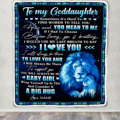 Personalized To My Goddaughter Blanket From Godfather You Mean Yo Me My Baby Boy Lion Goddaughter Birthday Graduation Christmas Customized Bed Fleece Blanket | siriusteestore