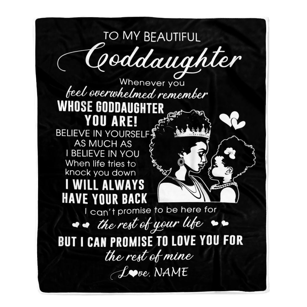 Personalized To My Goddaughter Blanket From Godmother African Woman Whenever You Feel Overwhelmed Niece Birthday Christmas Customized Fleece Throw Blanket | siriusteestore