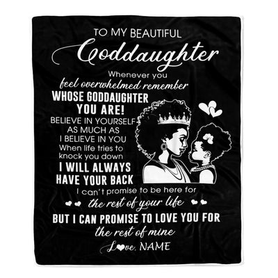Personalized To My Goddaughter Blanket From Godmother African Woman Whenever You Feel Overwhelmed Niece Birthday Christmas Customized Fleece Throw Blanket | siriusteestore