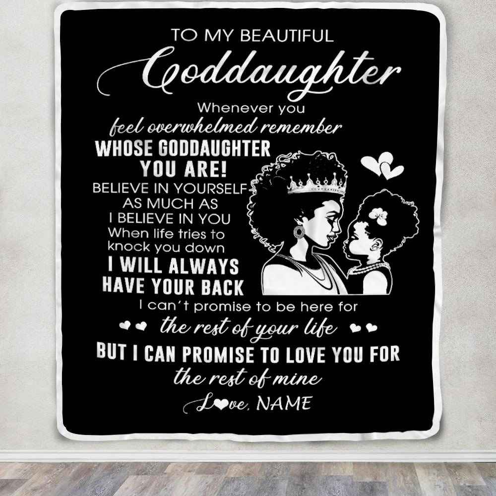 Personalized To My Goddaughter Blanket From Godmother African Woman Whenever You Feel Overwhelmed Niece Birthday Christmas Customized Fleece Throw Blanket | siriusteestore