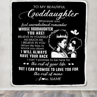 Personalized To My Goddaughter Blanket From Godmother African Woman Whenever You Feel Overwhelmed Niece Birthday Christmas Customized Fleece Throw Blanket | siriusteestore