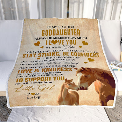 Personalized To My Goddaughter Blanket From Godmother Aunt Always Remember I Love You Horse Goddaughter Birthday Graduation Christmas Customized Fleece Blanket | siriusteestore