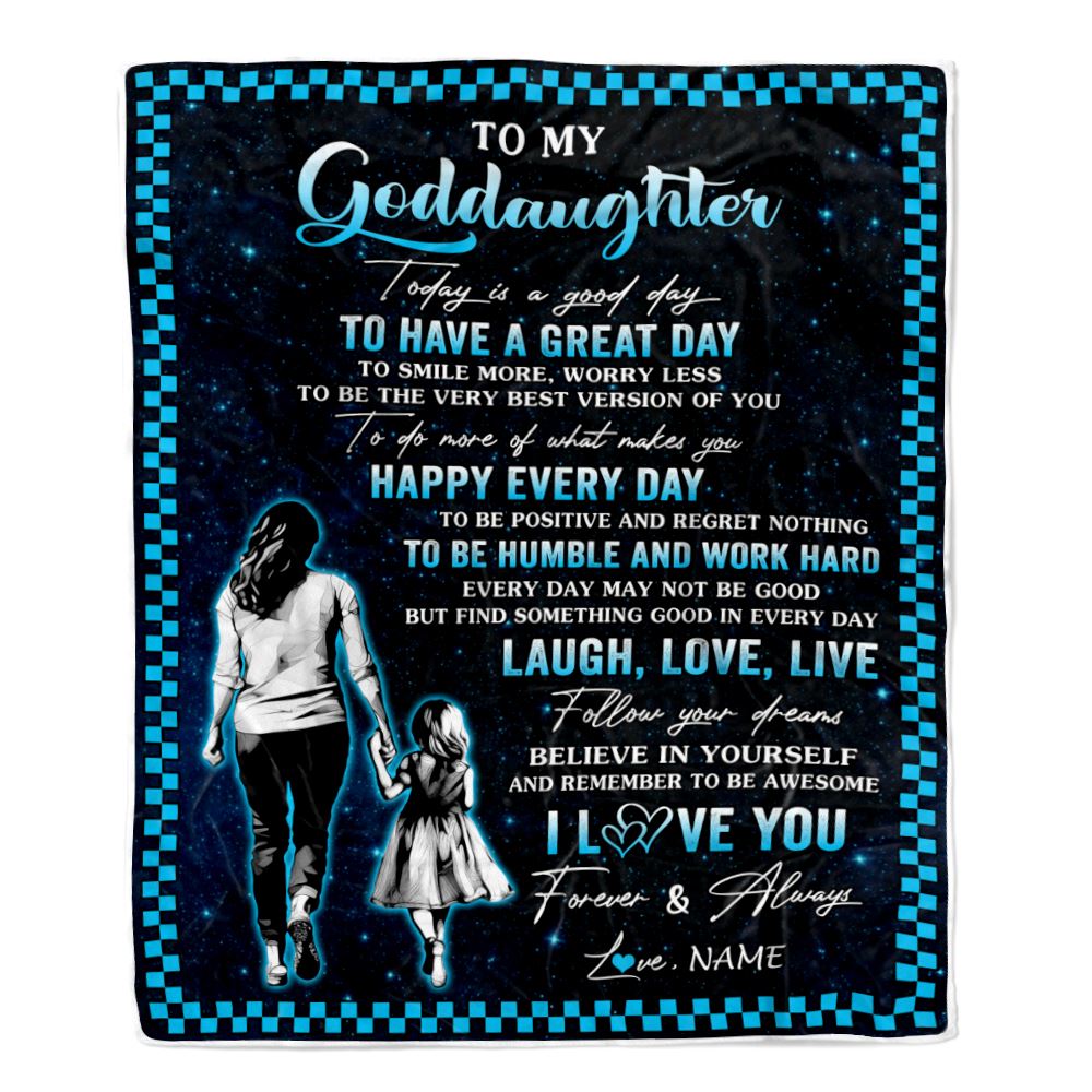 Personalized To My Goddaughter Blanket From Godmother Aunt Every Day Laugh Love Live Aunt Goddaughter Birthday Gifts Christmas Customized Fleece Throw Blanket | siriusteestore