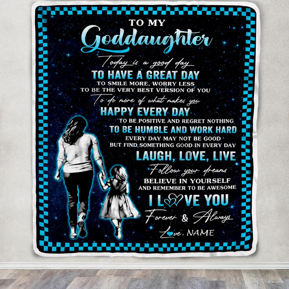 Personalized To My Goddaughter Blanket From Godmother Aunt Every Day Laugh Love Live Aunt Goddaughter Birthday Gifts Christmas Customized Fleece Throw Blanket | siriusteestore