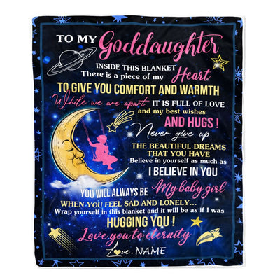 Personalized To My Goddaughter Blanket From Godmother Aunt Inside This Blanket Sleeping Moon Goddaughter Birthday Christmas Customized Bed Fleece Blanket | siriusteestore