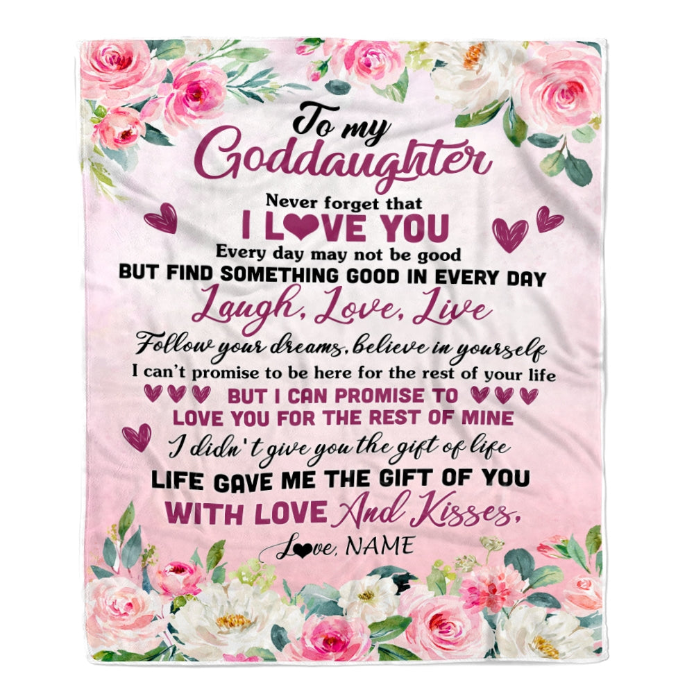 Personalized To My Goddaughter Blanket From Godmother Aunt Never Forget I Love You Flower Godchild Birthday Graduation Christmas Customized Bed Fleece Blanket | siriusteestore