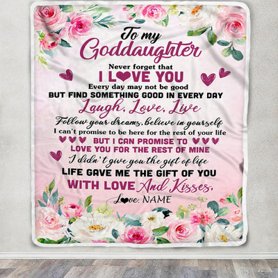 Personalized To My Goddaughter Blanket From Godmother Aunt Never Forget I Love You Flower Godchild Birthday Graduation Christmas Customized Bed Fleece Blanket | siriusteestore