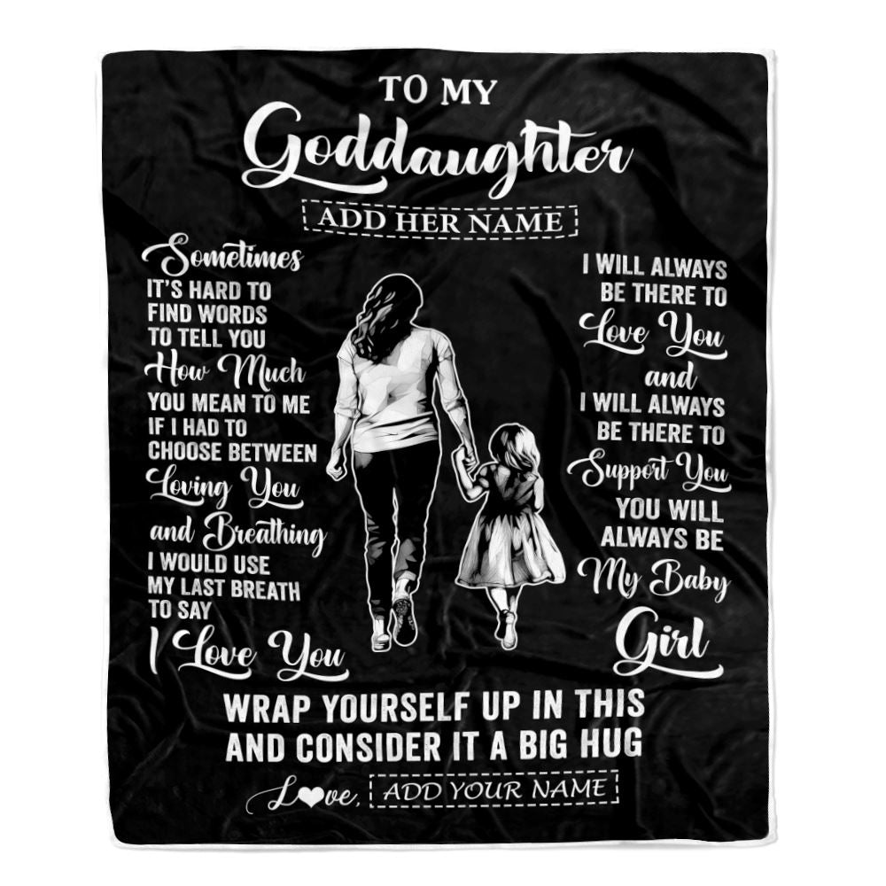 Personalized To My Goddaughter Blanket From Godmother Aunt Sometimes It's Hard Goddaughter Birthday Gifts Christmas Customized Fleece Throw Blanket | siriusteestore