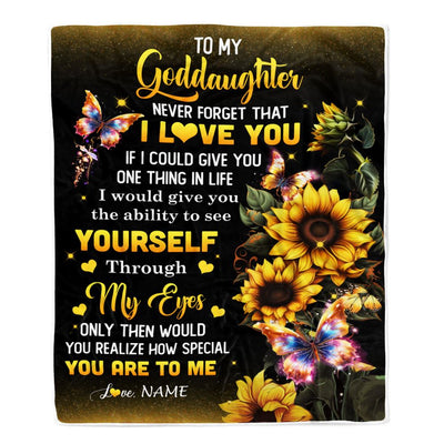 Personalized To My Goddaughter Blanket From Godmother Aunt Sunflower Never Forget That I Love You Godchild Birthday Christmas Customized Gift Fleece Blanket | siriusteestore