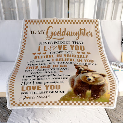 Personalized To My Goddaughter Blanket From Godmother Aunt This Old Bear Love You Goddaughter Birthday Gifts Graduation Christmas Customized Fleece Blanket | siriusteestore