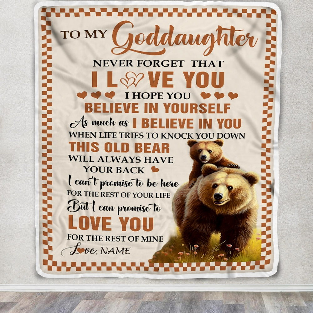 Personalized To My Goddaughter Blanket From Godmother Aunt This Old Bear Love You Goddaughter Birthday Gifts Graduation Christmas Customized Fleece Blanket | siriusteestore