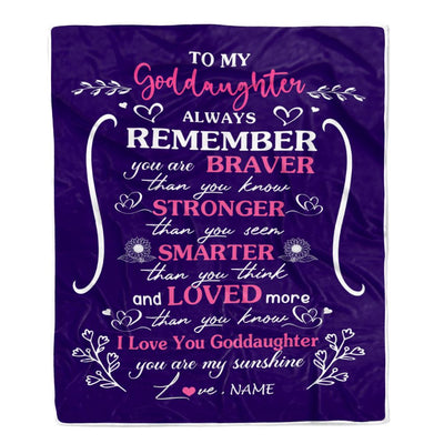 Personalized To My Goddaughter Blanket From Godmother Aunt Unclue Purple I Love You Niece Birthday Gifts Graduation Christmas Customized Fleece Throw Blanket | siriusteestore