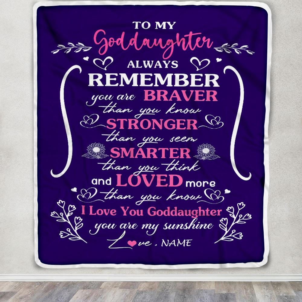 Personalized To My Goddaughter Blanket From Godmother Aunt Unclue Purple I Love You Niece Birthday Gifts Graduation Christmas Customized Fleece Throw Blanket | siriusteestore