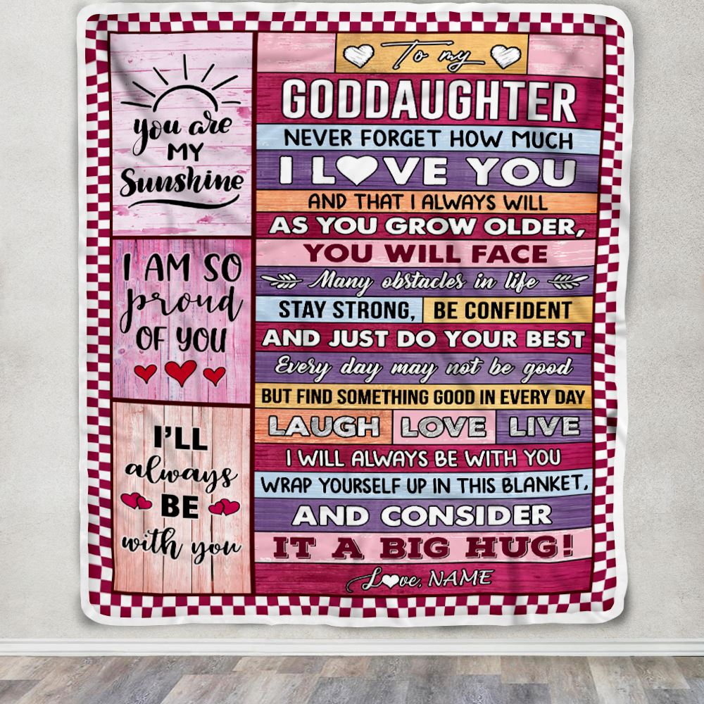 Personalized To My Goddaughter Blanket From Godmother Aunt Wood Never Forget How Much I Love You Goddaughter Birthday Christmas Customized Bed Fleece Blanket | siriusteestore