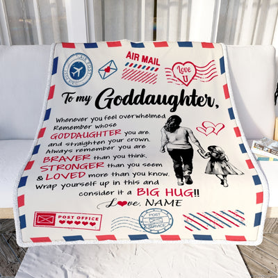 Personalized To My Goddaughter Blanket From Godmother Braver Stronger Loved Airmail Goddaughter Birthday Graduation Christmas Customized Bed Fleece Blanket | siriusteestore
