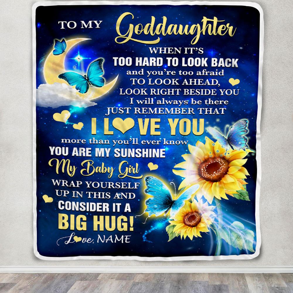 Personalized To My Goddaughter Blanket From Godmother Butterfly I Will Always Be There Goddaughter Graduation Birthday Christmas Customized Fleece Blanket | siriusteestore