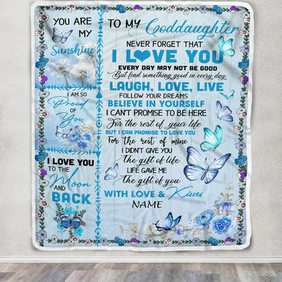Personalized To My Goddaughter Blanket From Godmother Butterfly Never Forget That I Love You Goddaughter Birthday Christmas Customized Bed Fleece Blanket | siriusteestore