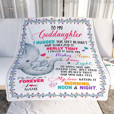 Personalized To My Goddaughter Blanket From Godmother Elephant I Huggest This Soft Blanket Godchild Birthday Christmas Customized Fleece Blanket | siriusteestore