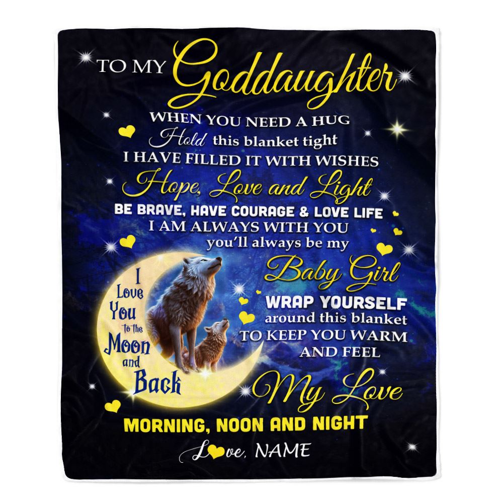 Personalized To My Goddaughter Blanket From Godmother I Am Always With You Wolf Goddaughter Birthday Graduation Christmas Customized Bed Fleece Throw Blanket | siriusteestore