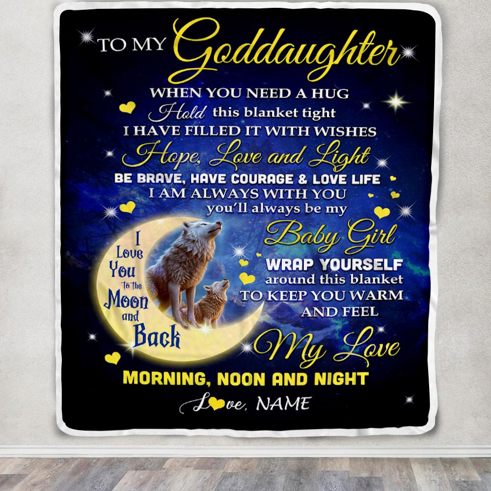 Personalized To My Goddaughter Blanket From Godmother I Am Always With You Wolf Goddaughter Birthday Graduation Christmas Customized Bed Fleece Throw Blanket | siriusteestore