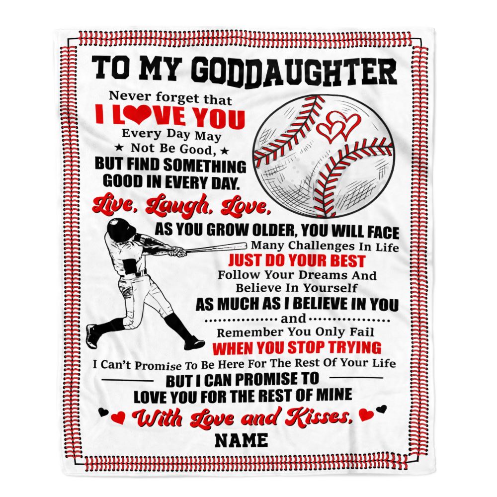 Personalized To My Goddaughter Blanket From Godmother I Believe In You Baseball Goddaughter Birthday Graduation Christmas Customized Bed Fleece Throw Blanket | siriusteestore