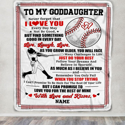 Personalized To My Goddaughter Blanket From Godmother I Believe In You Baseball Goddaughter Birthday Graduation Christmas Customized Bed Fleece Throw Blanket | siriusteestore