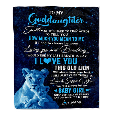Personalized To My Goddaughter Blanket From Godmother I Love You This Old Lion Goddaughter Birthday Christmas Customized Bed Fleece Throw Blanket | siriusteestore