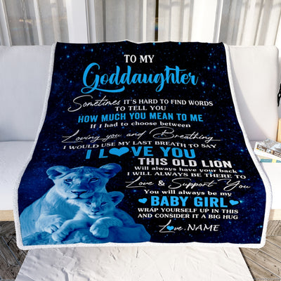 Personalized To My Goddaughter Blanket From Godmother I Love You This Old Lion Goddaughter Birthday Christmas Customized Bed Fleece Throw Blanket | siriusteestore