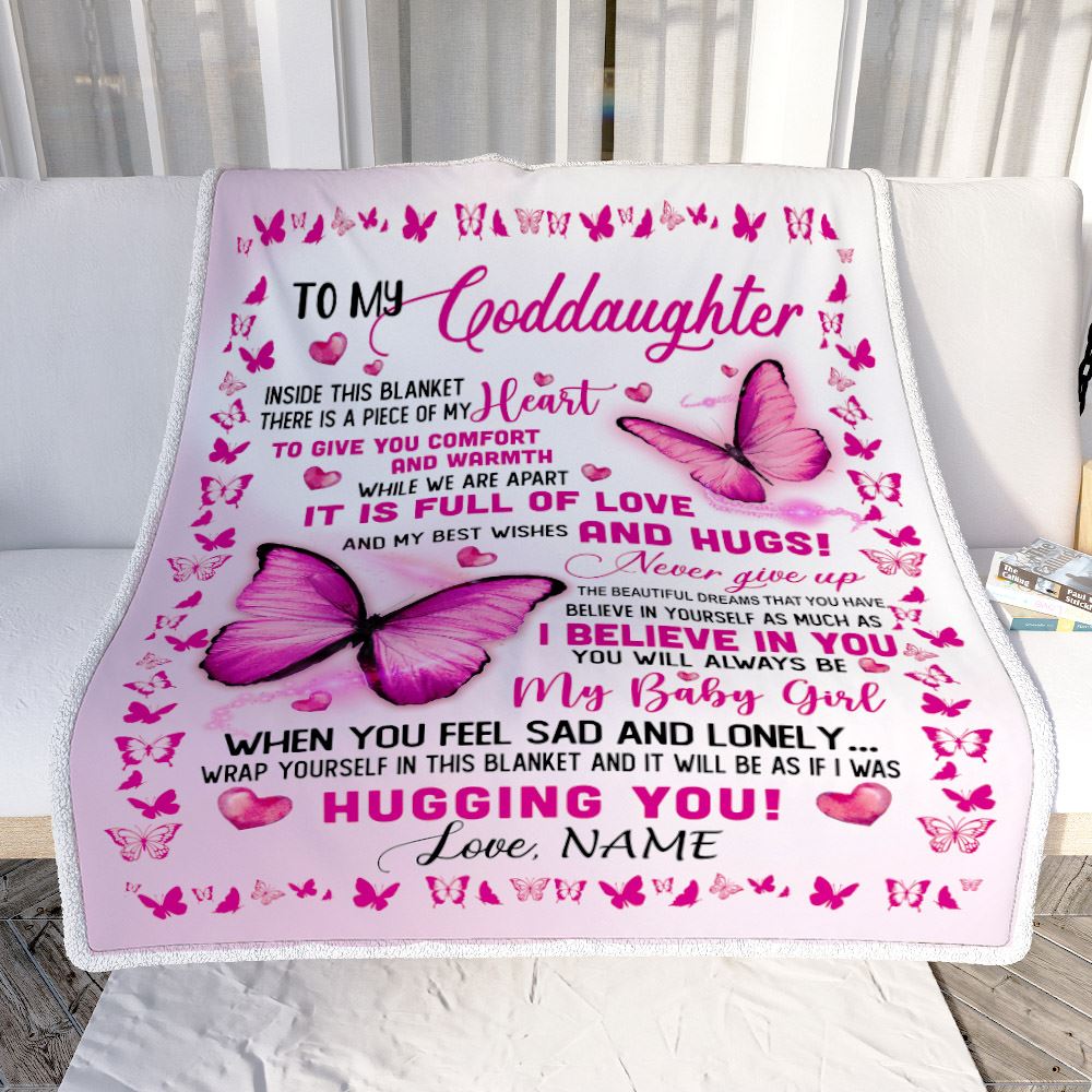 Personalized To My Goddaughter Blanket From Godmother Inside This Blanket There Is A Piece Of My Heart For Goddaughter Birthday Christmas Fleece Blanket | siriusteestore
