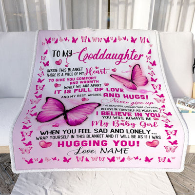 Personalized To My Goddaughter Blanket From Godmother Inside This Blanket There Is A Piece Of My Heart For Goddaughter Birthday Christmas Fleece Blanket | siriusteestore