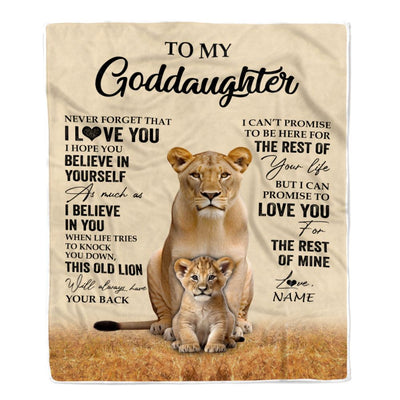 Personalized To My Goddaughter Blanket From Godmother Lion Never Forget That I Love You Goddaughter Birthday Gifts Graduation Christmas Customized Fleece Throw Blanket | siriusteestore