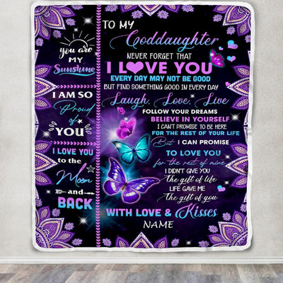 Personalized To My Goddaughter Blanket From Godmother Never Forget That I Love You Butterfly Goddaughter Birthday Christmas Customized Fleece Throw Blanket | siriusteestore