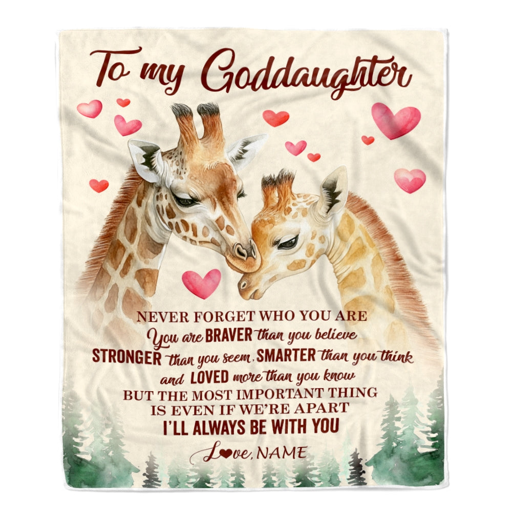 Personalized To My Goddaughter Blanket From Godmother Never Forget Who Are You Giraffe Goddaughter Birthday Graduation Christmas Customized Fleece Blanket | siriusteestore