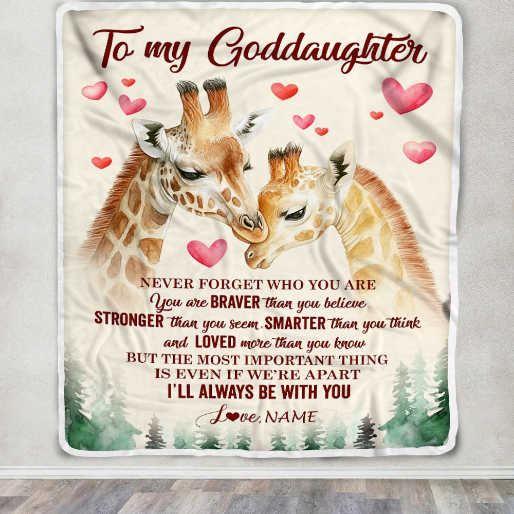 Personalized To My Goddaughter Blanket From Godmother Never Forget Who Are You Giraffe Goddaughter Birthday Graduation Christmas Customized Fleece Blanket | siriusteestore