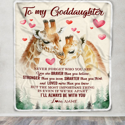 Personalized To My Goddaughter Blanket From Godmother Never Forget Who Are You Giraffe Goddaughter Birthday Graduation Christmas Customized Fleece Blanket | siriusteestore