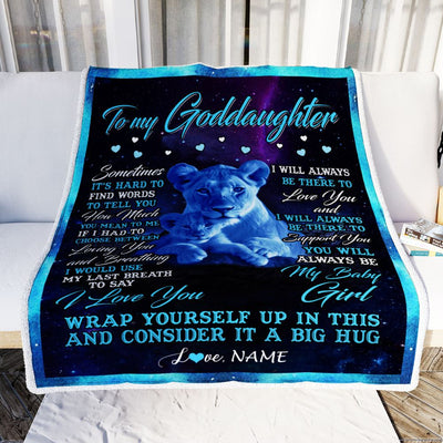 Personalized To My Goddaughter Blanket From Godmother Sometimes It's Hard Lion Goddaughter Gift Birthday Graduation Christmas Custom Customized Fleece Blanket | siriusteestore
