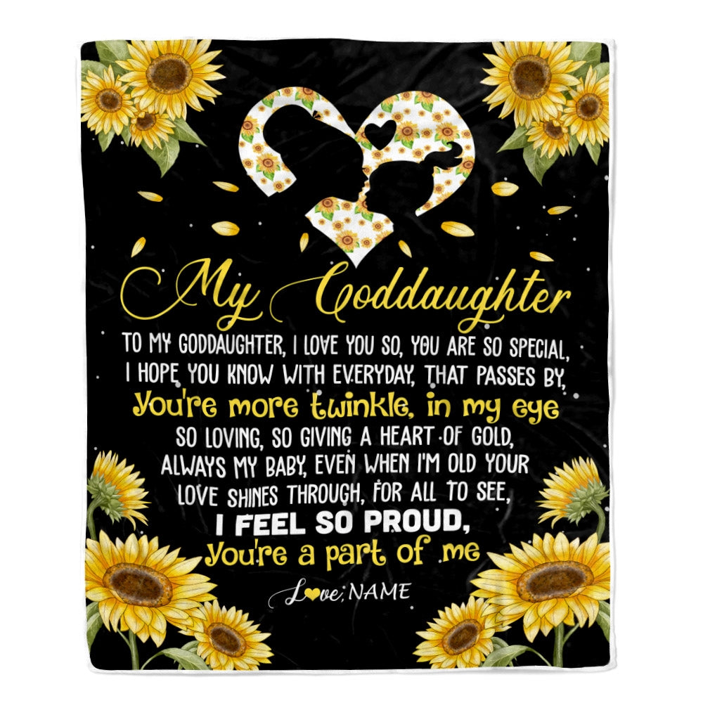 Personalized To My Goddaughter Blanket From Godmother Sunflower I Love You So Special Blanket Birthday Graduation Christmas Customized Fleece Throw Blanket | siriusteestore