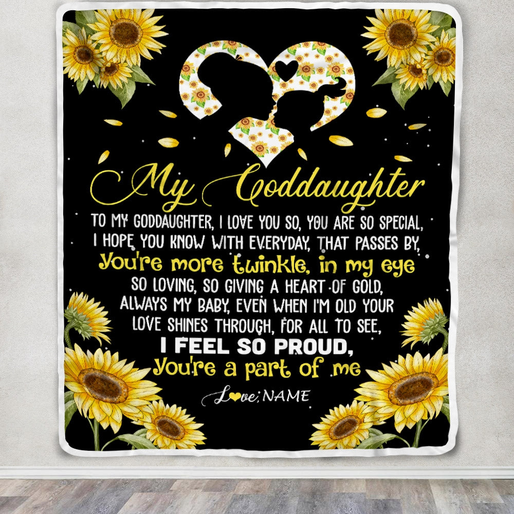 Personalized To My Goddaughter Blanket From Godmother Sunflower I Love You So Special Blanket Birthday Graduation Christmas Customized Fleece Throw Blanket | siriusteestore