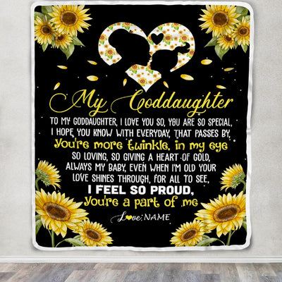 Personalized To My Goddaughter Blanket From Godmother Sunflower I Love You So Special Blanket Birthday Graduation Christmas Customized Fleece Throw Blanket | siriusteestore