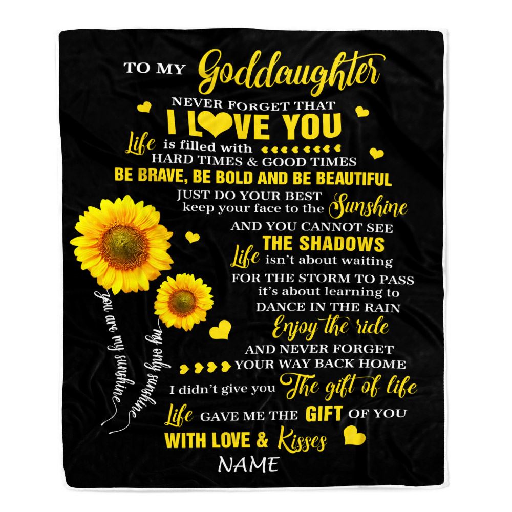 Personalized To My Goddaughter Blanket From Godmother Sunflower Never Forget I Love You Birthday Celebrating Graduation Gift Christmas Fleece Blanket | siriusteestore