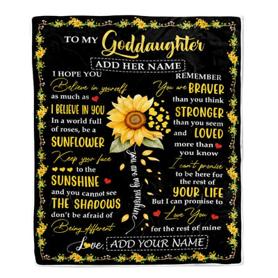 Personalized To My Goddaughter Blanket From Godmother Uncle Be A Sunflower Goddaughter Birthday Gifts Graduation Christmas Customized Fleece Throw Blanket | siriusteestore